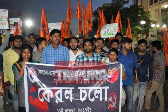 ABVP protests against CPI-M sponsored violence in Tripura, Kerala